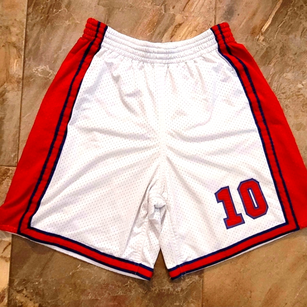 White/ Red/ Navy Basketball Shorts #10
